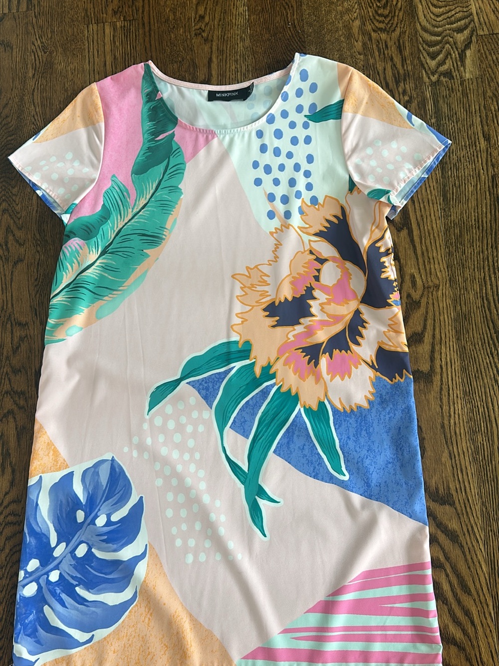 MINKPINK Tropical Floral Mini Dress in Pink, Blue, Green